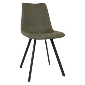 LeisureMod Markley Olive Green Leather Dining Chair