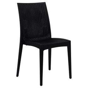 LeisureMod Weave Black Mace Indoor Outdoor Dining Chair