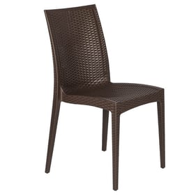 LeisureMod Weave Brown Mace Indoor Outdoor Dining Chair