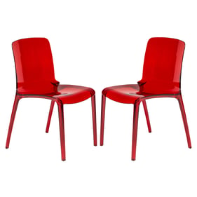 2 LeisureMod Murray Red Dining Chairs