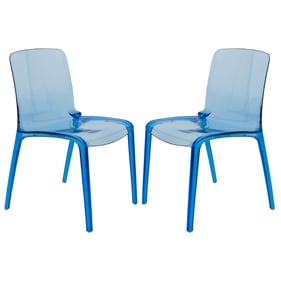 2 LeisureMod Murray Transparent Blue Dining Chairs