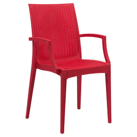 LeisureMod Weave Red Mace Indoor Outdoor Arm Chair