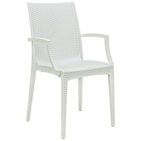 LeisureMod Weave White Mace Indoor Outdoor Arm Chair