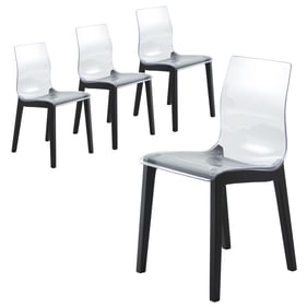 4 LeisureMod Marsden Black Dining Side Chairs