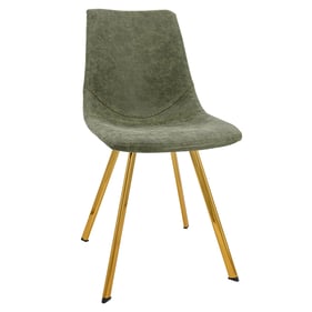 LeisureMod Markley Olive Green Leather Dining Chair with Gold Legs