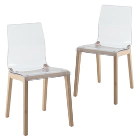 2 LeisureMod Marsden Natural Wood Dining Side Chairs