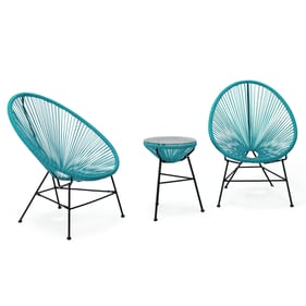 LeisureMod Montara Blue 3pc Acapulco Lounge Patio Set