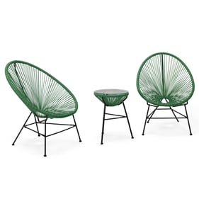 LeisureMod Montara Dark Green 3pc Acapulco Lounge Patio Set