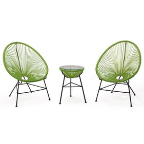 LeisureMod Montara Light Green 3pc Acapulco Lounge Patio Set