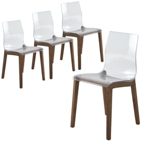 4 LeisureMod Marsden Walnut Dining Side Chairs