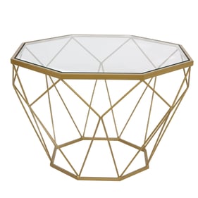 LeisureMod Malibu Gold Octagon Coffee Table