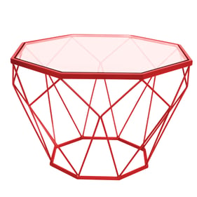 LeisureMod Malibu Red Octagon Coffee Table