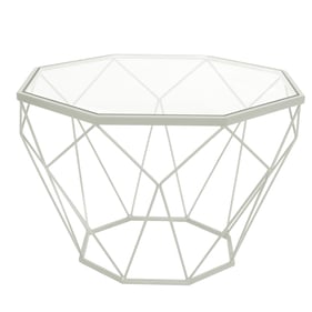 LeisureMod Malibu White Octagon Coffee Table