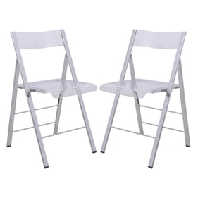 2 LeisureMod Menno Clear Acrylic Folding Chairs