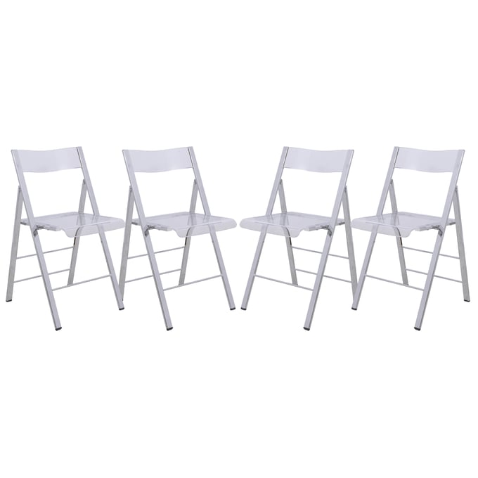 4 LeisureMod Menno Clear Acrylic Folding Chairs The Classy Home