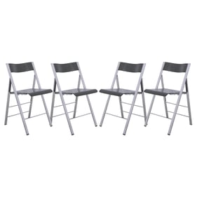 4 LeisureMod Menno Transparent Black Acrylic Folding Chairs