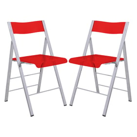 2 LeisureMod Menno Red Acrylic Folding Chairs