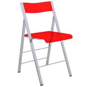 LeisureMod Menno Red Acrylic Folding Chair