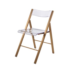 LeisureMod Menno Brushed Gold Acrylic Folding Chair