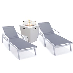 2 LeisureMod Marlin Dark Grey White Outdoor Patio Chaise Lounges with Arms ...