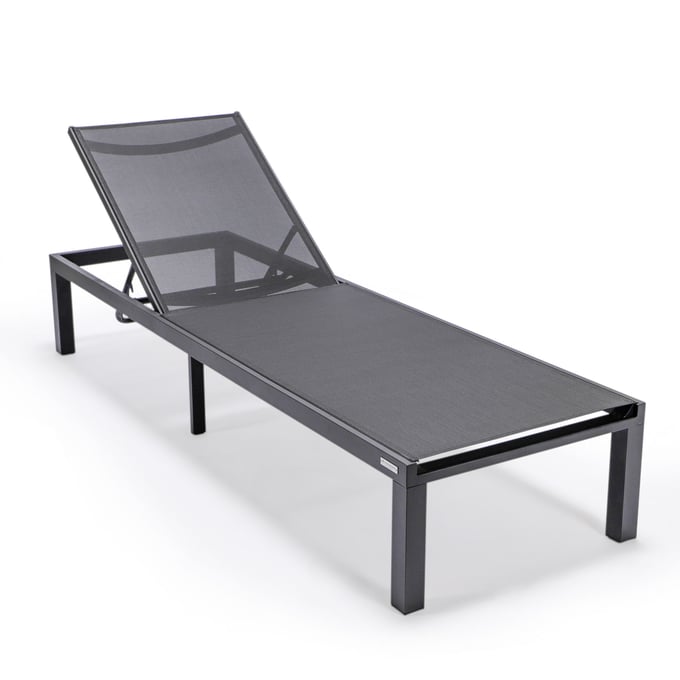 LeisureMod Marlin Black Patio Chaise Lounge Chair LSM-MLBL-77BL