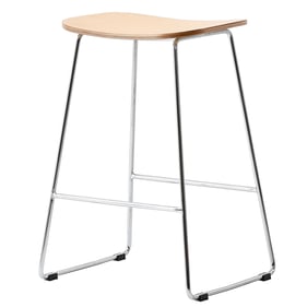 LeisureMod Melrose Natural Counter Stool with Chrome Frame