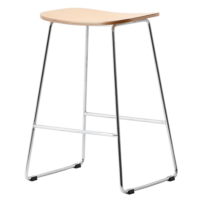 LeisureMod Melrose Natural Counter Stool with Chrome Frame LSM-MS26NW