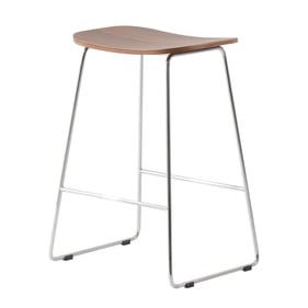 LeisureMod Melrose Walnut Counter Height Stool with Chrome Frame