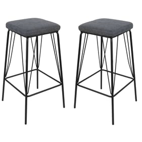 2 LeisureMod Millard Peacock Blue Leather Bar Stools with Metal Frame