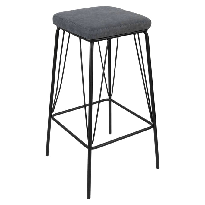 LeisureMod Millard Peacock Blue Leather Bar Stool with Metal Frame LSM-MS36BU