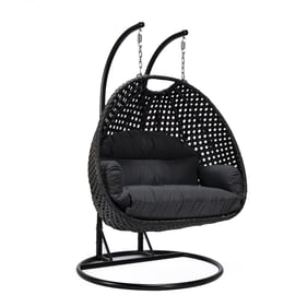 LeisureMod Mendoza Charcoal Dark Grey Hanging Swing Chair