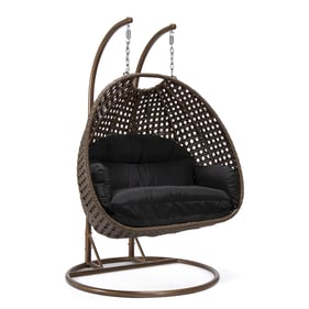 LeisureMod Mendoza Dark Brown Black Hanging Swing Chair