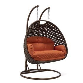 LeisureMod Mendoza Dark Brown Orange Hanging Swing Chair