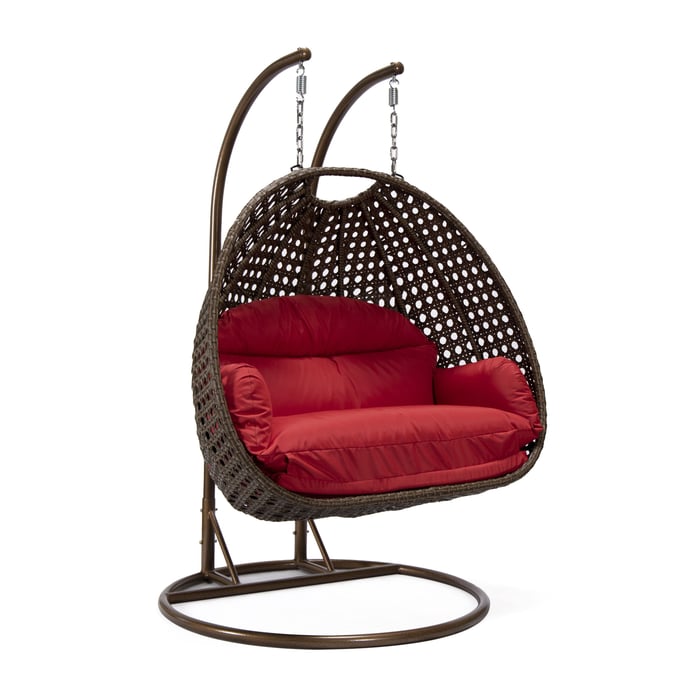 LeisureMod Mendoza Dark Brown Red Hanging Swing Chair LSM-MSCDBR-53R