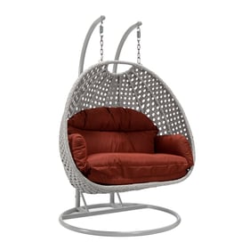 LeisureMod Mendoza Light Grey Cherry Hanging Swing Chair