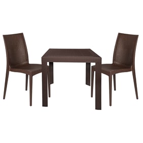 LeisureMod Mace Brown 3pc Outdoor Dining Set