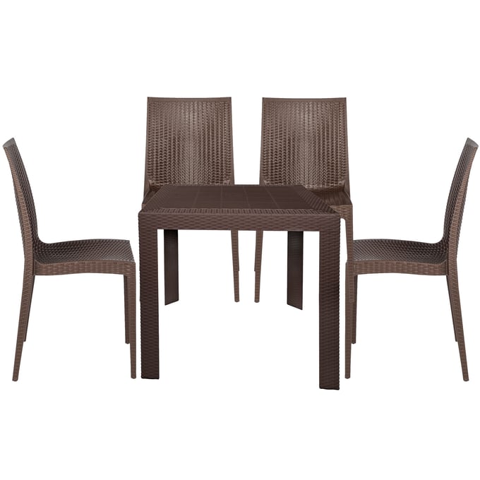 LeisureMod Mace Brown 5pc Outdoor Dining Set LSM-MT31C19BR4