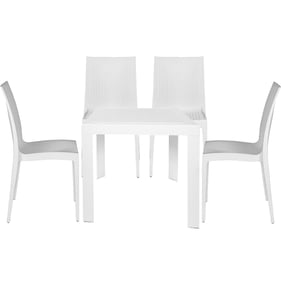 LeisureMod Mace White 5pc Outdoor Dining Set