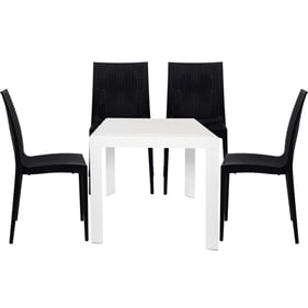 LeisureMod Mace White Black 5pc Outdoor Dining Set