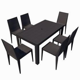 LeisureMod Mace Black 7pc Outdoor Dining Set