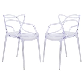 2 LeisureMod Milan Clear Wire Design Chairs