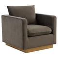 LeisureMod Nervo Velvet Accent Armchair With Gold Frame