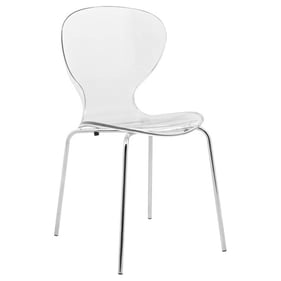 LeisureMod Oyster Clear Transparent Side Chair