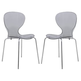 2 LeisureMod Oyster Transparent Black Side Chairs