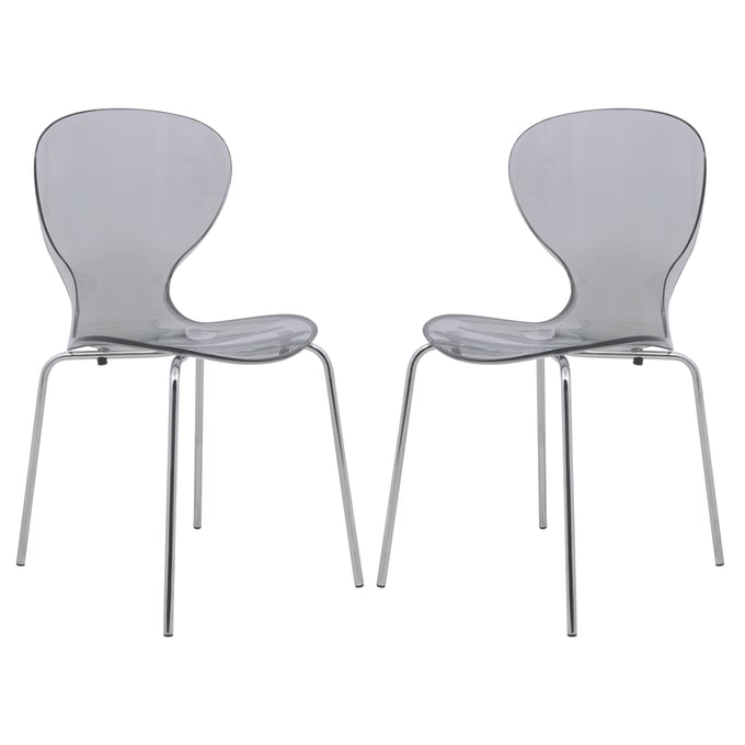 2 LeisureMod Oyster Transparent Black Side Chairs LSM-OC17TBL2