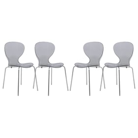 4 LeisureMod Oyster Transparent Black Side Chairs