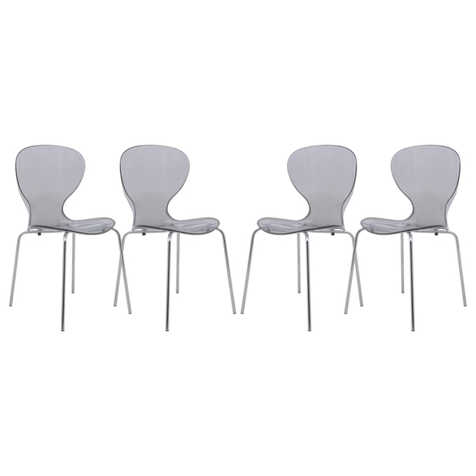 4 LeisureMod Oyster Transparent Black Side Chairs LSM-OC17TBL4