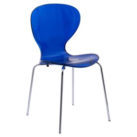 LeisureMod Oyster Blue Transparent Side Chair