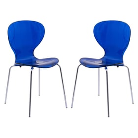 2 LeisureMod Oyster Transparent Blue Side Chairs