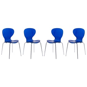 4 LeisureMod Oyster Transparent Blue Side Chairs